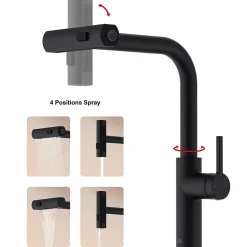 Mitigeur évier à douchette extractible noir mat Essebagno Esserain