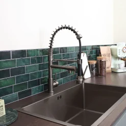 Mitigeur évier à douchette gun métal Essebagno Big Pro