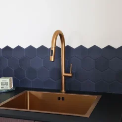 Mitigeur évier à douchette cuivre brossé Essebagno Portofino