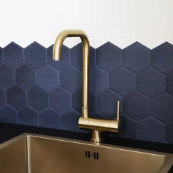 Mitigeur évier or brossé rabattable 