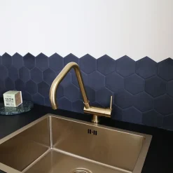 Mitigeur évier or brossé rabattable 