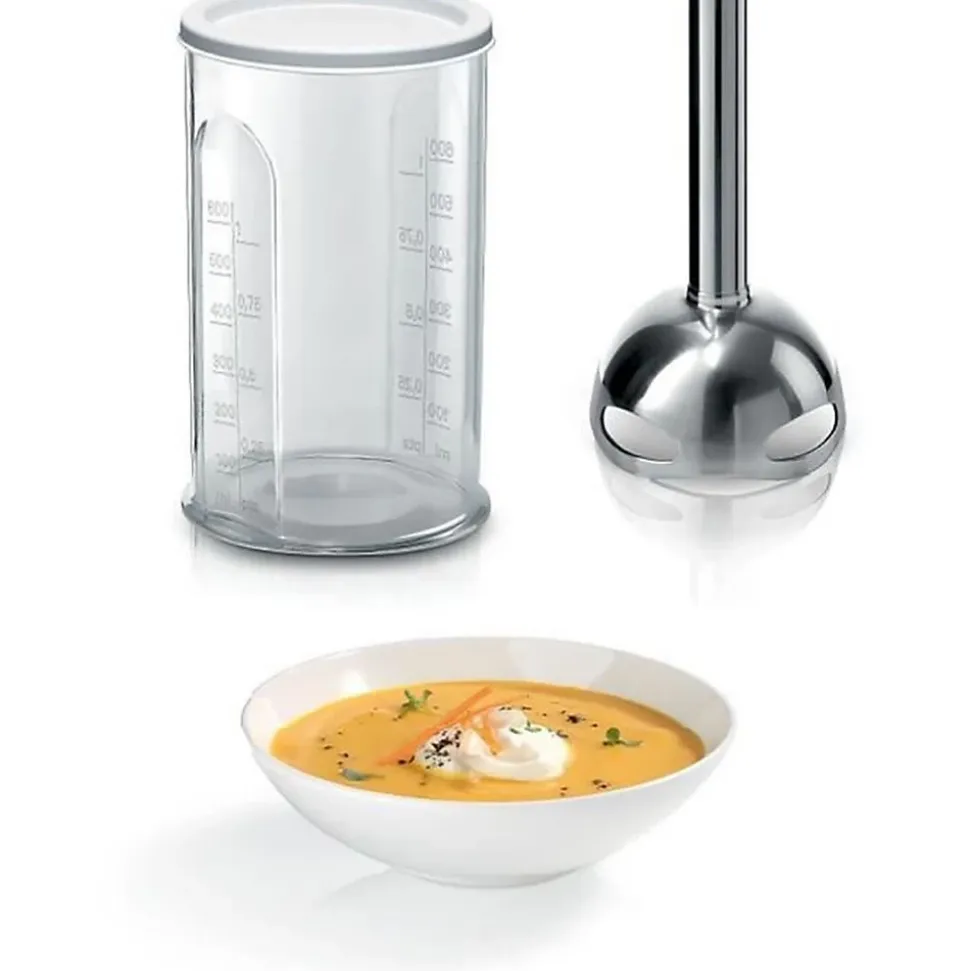 Mixeur plongeant BOSCH ErgoMixx 600W - Blanc/Gris - 12 vitesses + turbo - Mini-hachoir inclus