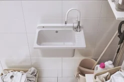 Monza Évier en Granit pour Garage, Buanderie Blanc