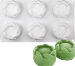 Moule à gâteau en Silicone, 6 Trous Cylindre avec Dentelle