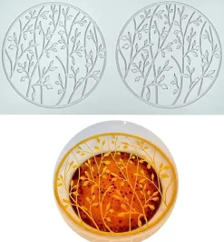 Moule à Impression Artisanale de Sucre, 2 Trous Anneau de Feuille Ronde