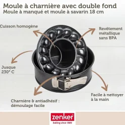 Moule à manqué à charnière avec fond à savarin 18 cm Zenker Black Metallic