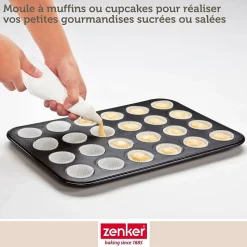 Moule à muffins 24 empreintes 38 x 26 cm Zenker Black Metallic