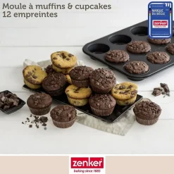 Moule à muffins 12 empreintes 38 x 26 cm Zenker Black Metallic