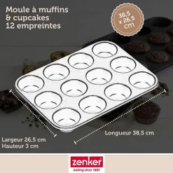 Moule à muffins 12 empreintes 38 x 26 cm Zenker Black Metallic