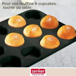 Moule à muffins 12 empreintes 38 x 26 cm Zenker Black Metallic