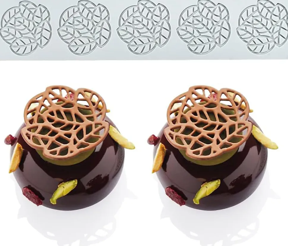 moule d'empreinte artisanale de sucre décoration de cuisine moléculaire de gâteau comestible, 5 Trous Feuille