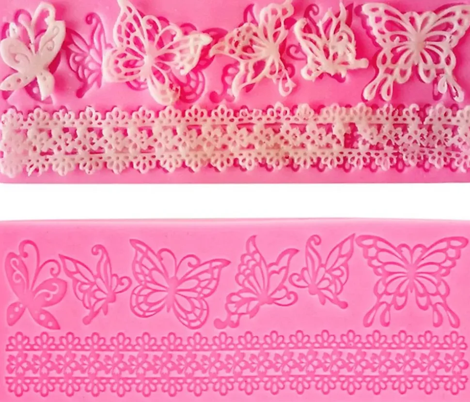Moule rose à gâteau petit, chocolat en forme de papillon dentelle en silicone de la cusine