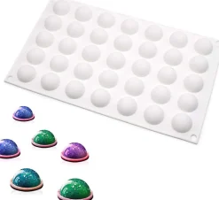 moules En Silicone pour Glace Chocolat Pâtisserie Dessert, 35 Trous Forme de petits demi-cercles