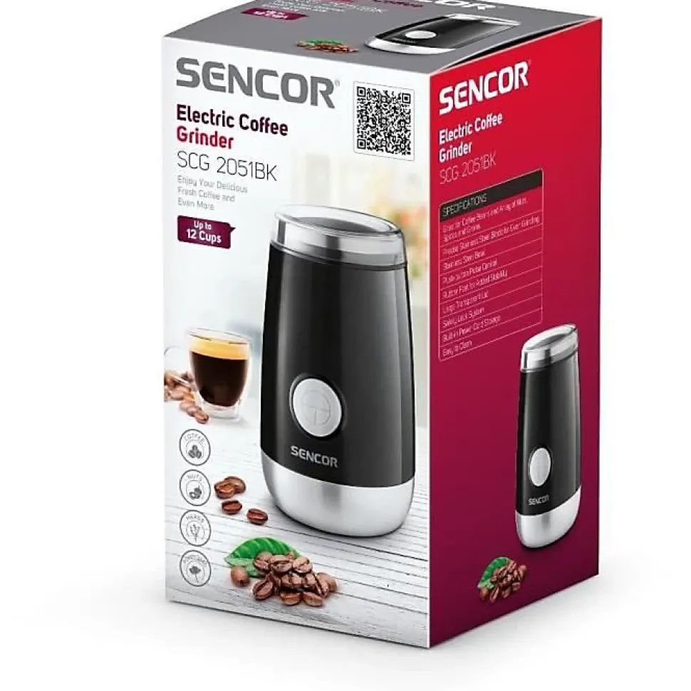 Moulin a café Sencor SCG 2051BK noir 150W 60ml acier inoxydable