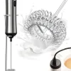 Mousseur à Lait Électrique Rechargeable en Acier Inoxydable gris noir