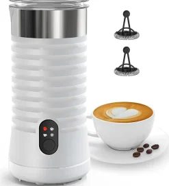 Mousseur à lait électrique 4 en 1 pour mousse de lait chaude et froide blanc