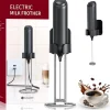 Mousseur à Lait Électrique Rechargeable USB Avec Support noir