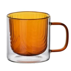 Mug en verre borosilicate double paroi couleur miel 32 cl, PETER HONEY