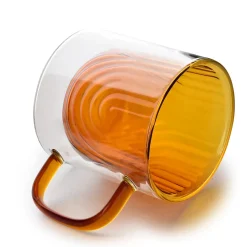 Mug en verre borosilicate double paroi couleur miel 32 cl, PETER HONEY