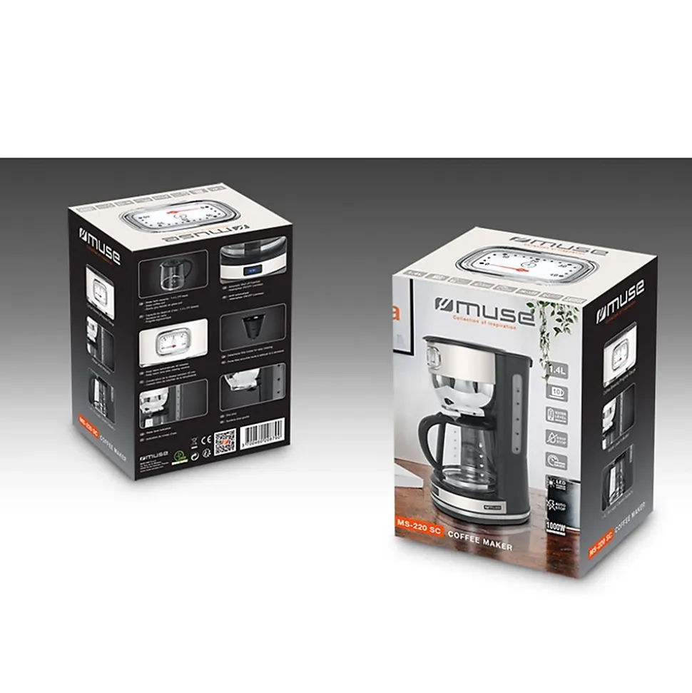 Muse MS-220 SC - Cafetière avec Porte-filtre - réservoir 1.4 L (10 tasses) - 1000W