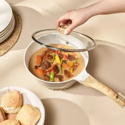 Mythic - Sauteuse 24 cm avec revêtement en céramique blanche et couvercle