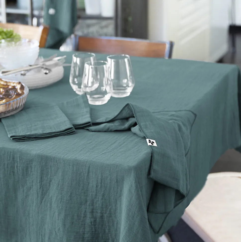 Nappe 150 x 250 cm en double gaze de coton gaufrée bleu canard - PEPA