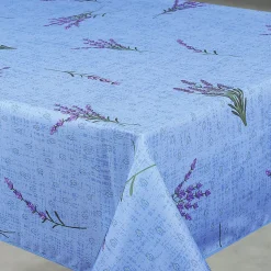 Nappe anti-tâche rectangle motif lavande (145x240 cm - Bleu)
