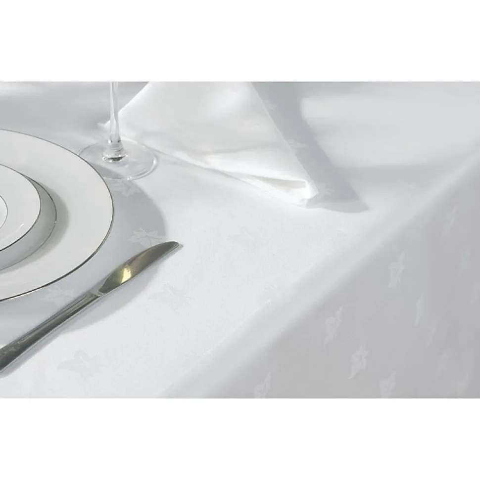 Nappe Blanche Coton Motifs Feuilles 1350 x 1780 mm - Mitre