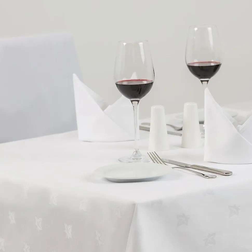 Nappe Blanche Coton Motifs Feuilles 1350 x 1780 mm - Mitre