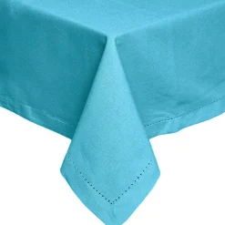 Nappe carrée en 100% coton - bleu - 137 x 137 cm - HOMESCAPES - Lavable en machine