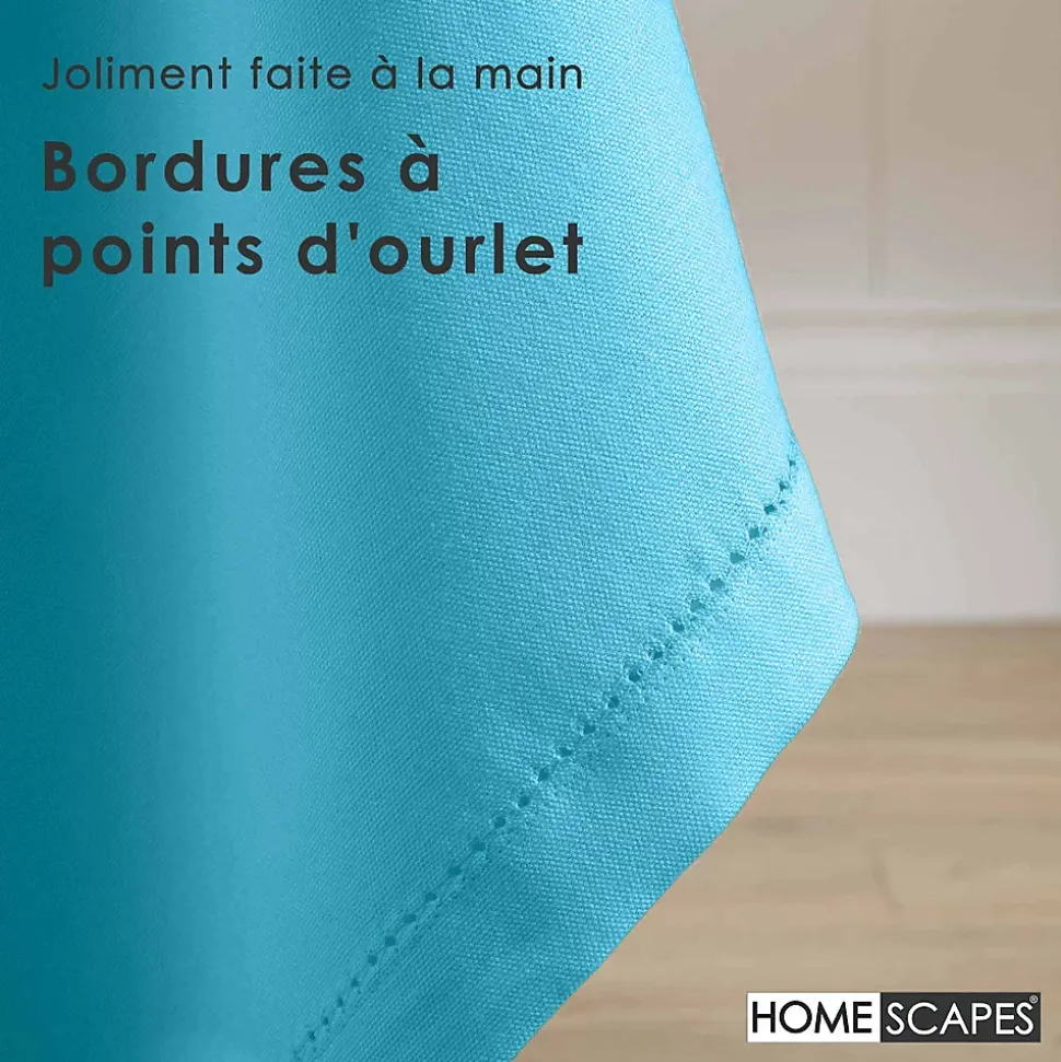Nappe carrée en 100% coton - bleu - 137 x 137 cm - HOMESCAPES - Lavable en machine