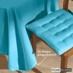 Nappe carrée en 100% coton - bleu - 137 x 137 cm - HOMESCAPES - Lavable en machine