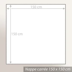 Nappe carrée 150x150 cm Jacquard coton SPIRALE bleu turquoise