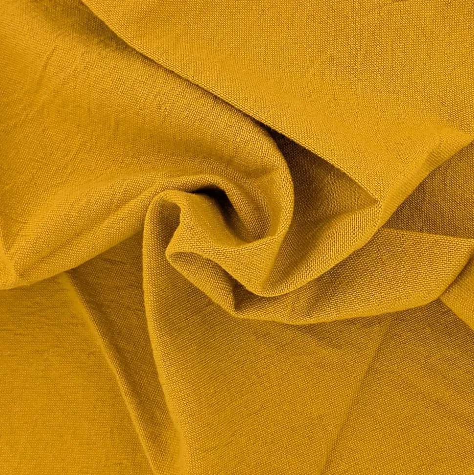 Nappe coton 160x300 cm HONO jaune Curry finition point bourdon