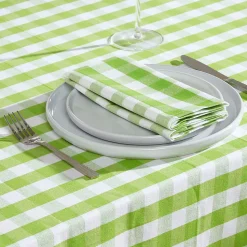 Nappe de table à grands carreaux vichy en 100% coton vert - 137 x 137 cm - HOMESCAPES - Lavable en machine