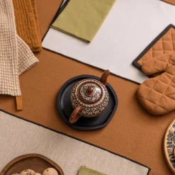 Nappe en coton recyclé Grace 140x250 cm Caramel