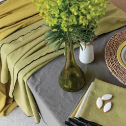 Nappe en coton recyclé Grace 140x140 cm Kaki