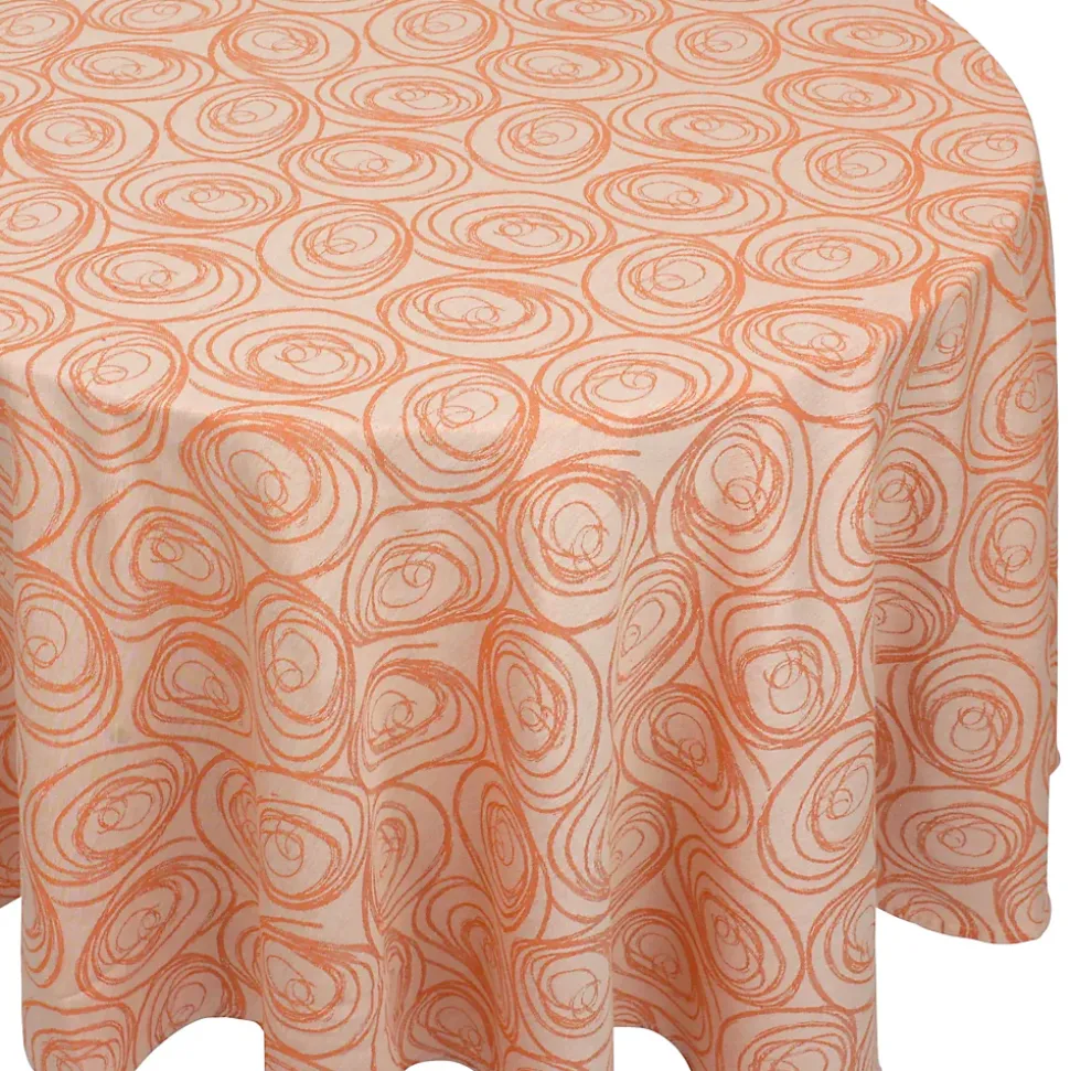 Nappe ovale 180x240 cm Jacquard coton SPIRALE orange papaye