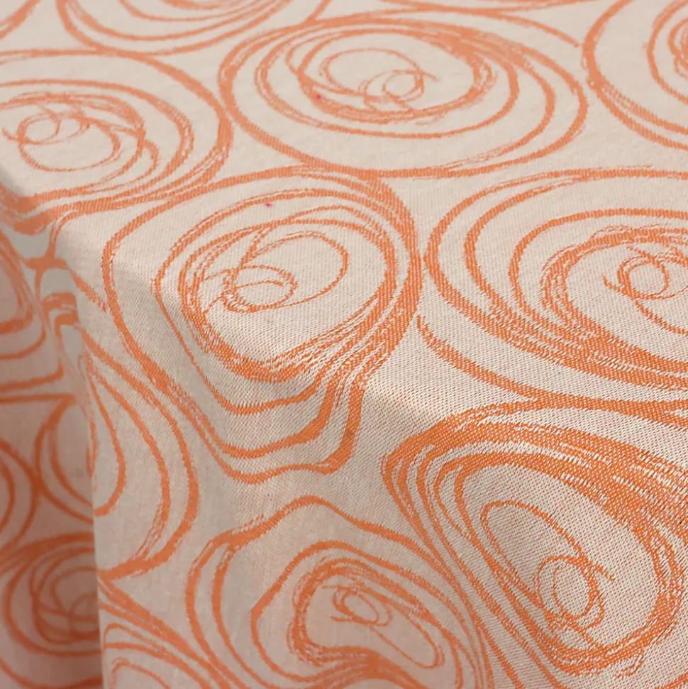 Nappe ovale 180x240 cm Jacquard coton SPIRALE orange papaye