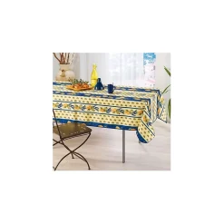 Nappe Provençale Rectangle AntiTâche 100% Polyester Citron 300 x 150 cm bleu