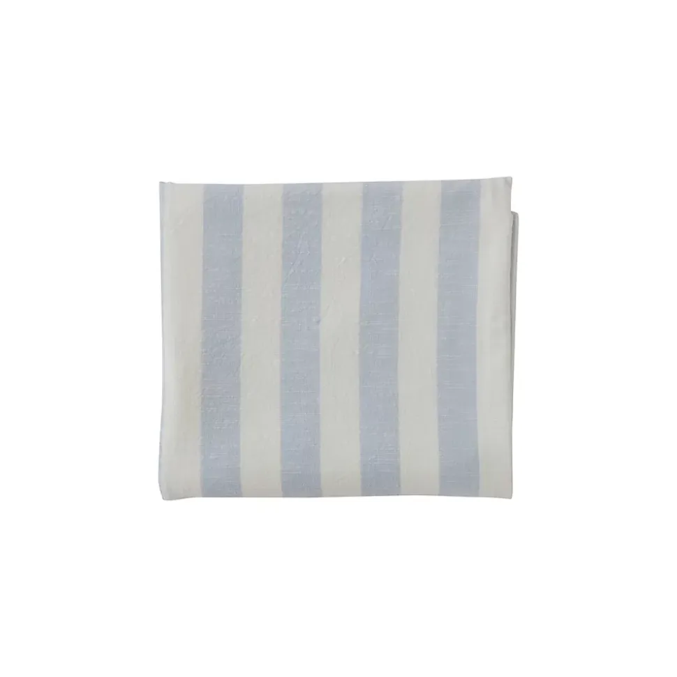 Nappe rayée bleu en coton organique H260x140cm