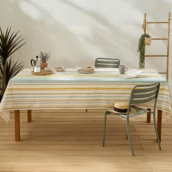 Nappe rectangle 160x200 cm coton ZOÉ beige moutarde