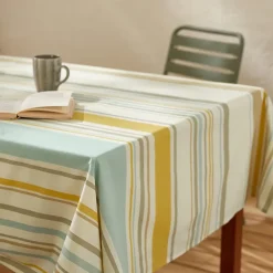 Nappe rectangle 160x200 cm coton ZOÉ beige moutarde