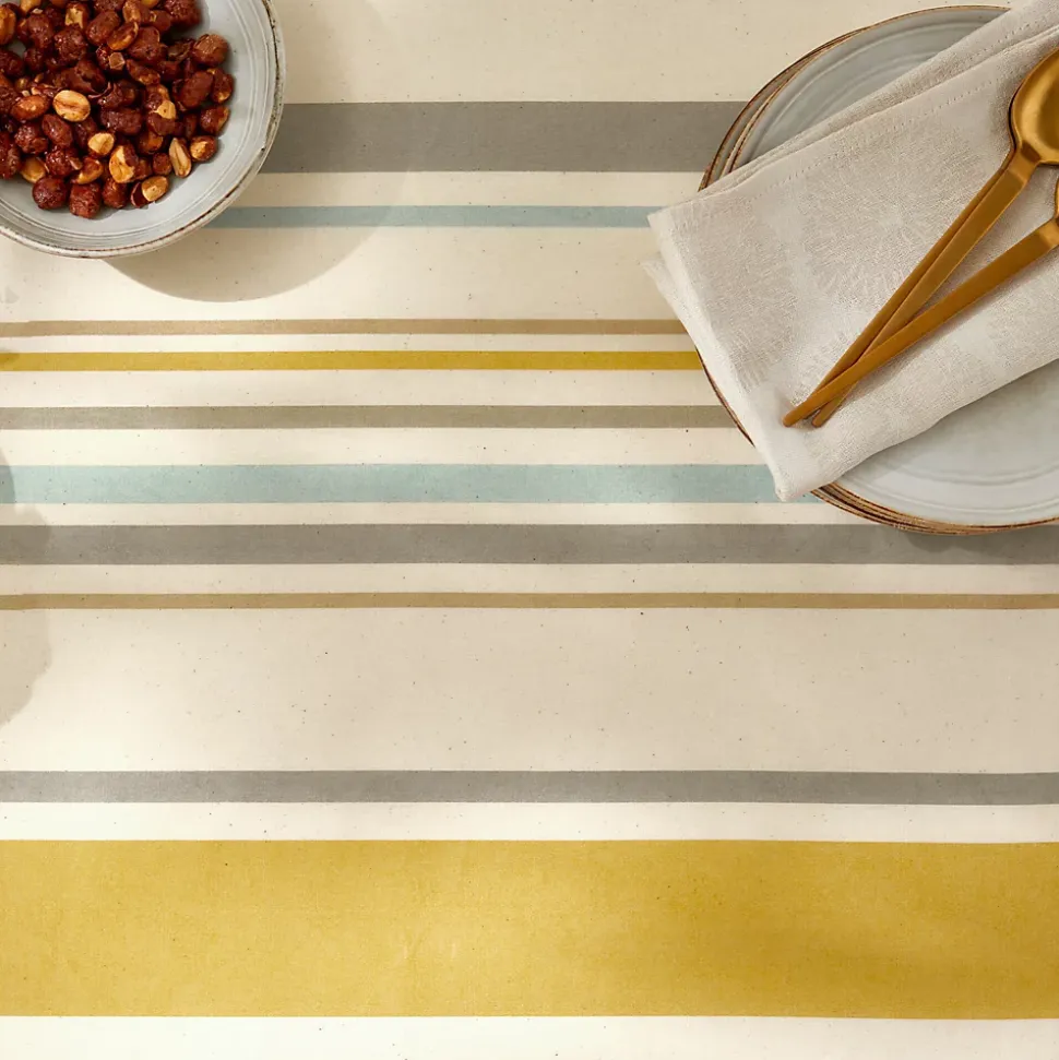 Nappe rectangle 160x200 cm coton ZOÉ beige moutarde