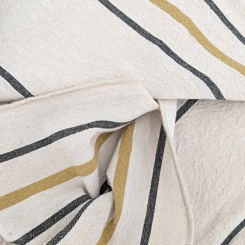 Nappe rectangle 160x250 cm HOSHI en coton fil teint à rayures vert Jasmin