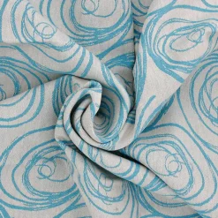 Nappe rectangle 150x300 cm Jacquard coton SPIRALE bleu turquoise