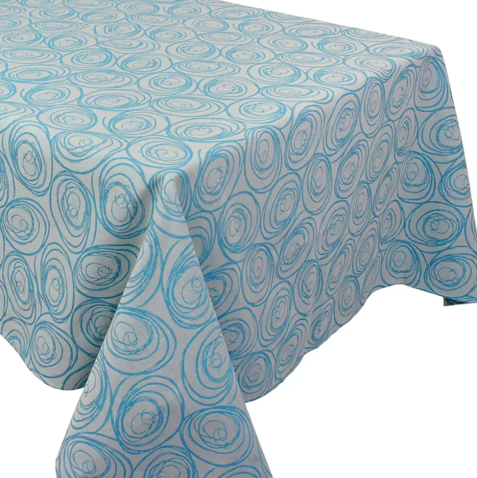 Nappe rectangle 150x300 cm Jacquard coton SPIRALE bleu turquoise