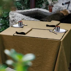 Nappe rectangulaire coton lavé 160x250 cm HONO marron foin