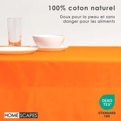 Nappe rectangulaire en 100% coton - orange - 137 x 178 cm - HOMESCAPES - Lavable en machine