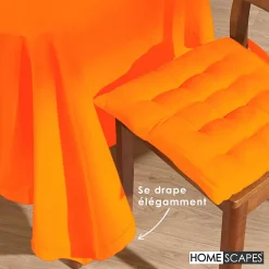 Nappe rectangulaire en 100% coton - orange - 137 x 178 cm - HOMESCAPES - Lavable en machine